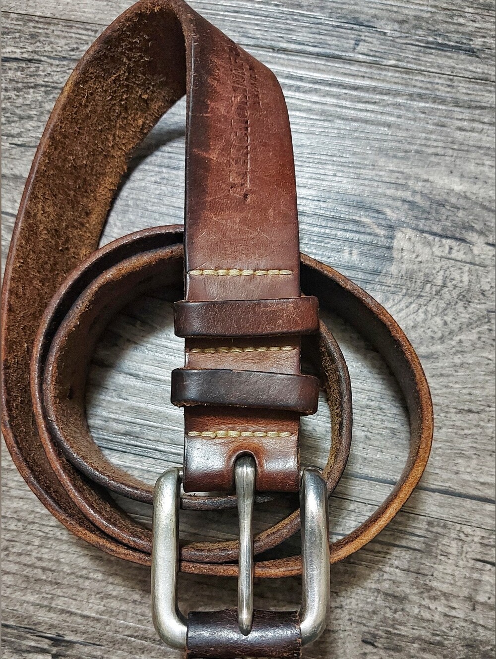 Vintage Abercrombie & Fitch thick brown leather belt